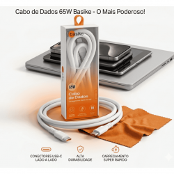 KIT 10 BA-CBO112 CABO DE DADOS USB-C, PARA USB-C, 65W, 1 METRO, BRANCO, MARCA BASIKE