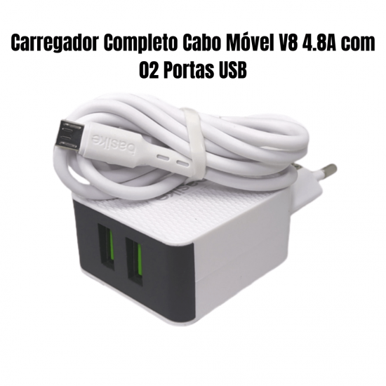 Kit 10 carregadores v8 android celular 2 entradas usb fonte tomada turbo rápida