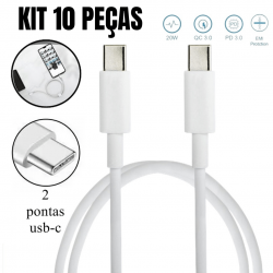 KIT 10 Cabo Usb-c Para Tipo-c 1 Metros Super Charge