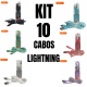 Kit 10 cabos 2M carregador reforçado carga rápido para iphone inova tubo