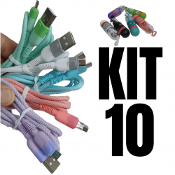 KIT 10 Cabos Carregador Reforçado carga Rápido para Android V8 inova Tubo