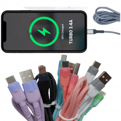 KIT 10 Cabos Carregador Reforçado carga Rápido para Tipo C inova Tubo
