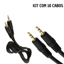 Kit 10 Cabos P2 X P2 Auxiliar Celular 1.5m Universal Reforçado Pc Som auxiliar , duas pontas de conexão igual fone