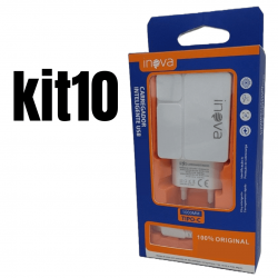 Kit 10 carregadores celular inova 3.1 android tipo c 2 usb