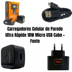 kit 10 Carregadores completos v8 turbo ultra rápido quick charge 3.0