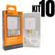 Kit 10 carregadores v8 android celular 2 entradas usb fonte tomada turbo rápida