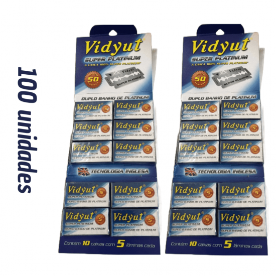 kit 10 cartelas de Lâmina De Barbear Vidyut Super Chromium Blades Cartela C/100 Unid
