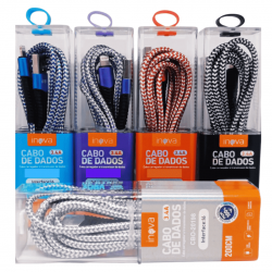Kit 10 cabos 2M carregador reforçado carga rápido para iphone inova tubo