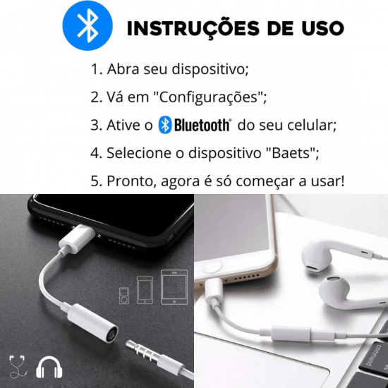 Kit 10 Adaptador Compatível Com iPhone iPad Cabo Lightning Para P2 Femea Áudio Auxiliar
