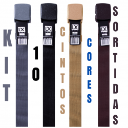 Kit 10 cintos largo masculino nylon fivela de plástico colorido