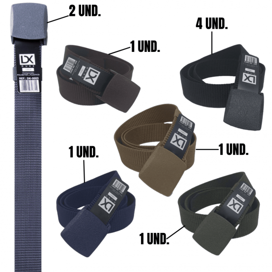 Kit 10 cintos largo masculino nylon fivela de plástico colorido