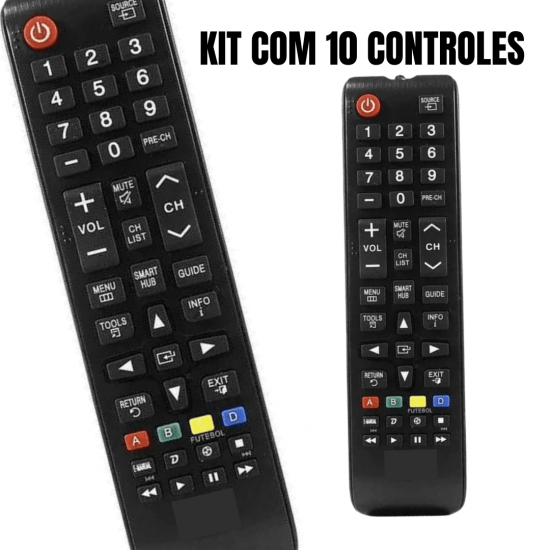 KIT 10 Controles Compatível Com Samsung Smart Tv Hub-7036/7028 Un48j5200ag / Un43j5200ag / Un32j4300ag