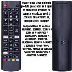 Kit 10 Controles Tv-Compativel-Oled-65c9psa-Smart-43lk5750-Akb-75675304-9053-86SJ9570-55SJ9500-55SJ8000-55UJ7500