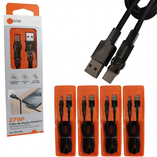 10 Cabos USB de Carregamento de 180 Graus Tipo C Super Rápido Android iphone Turbo