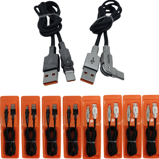 10 Cabos USB de Carregamento de 180 Graus Tipo C Super Rápido Android iphone Turbo