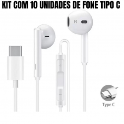 kit 10 Fones de ouvido tipo c usb-c som alta qualidade c/ microfone original