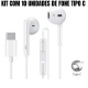 kit 10 Fones de ouvido tipo c usb-c som alta qualidade c/ microfone original