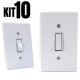 Kit 10 Interruptor Simples 1 Tecla 10A Bivolt 127v e 250v Com Placa Espelho Branco