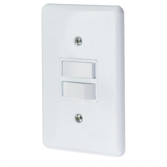 Kit 10 Interruptor Simples 2 Teclas 10A Bivolt 127v e 250v Com Placa Espelho Branco