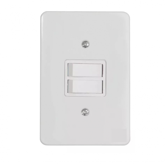 Kit 10 Interruptor Simples 2 Teclas 10A Bivolt 127v e 250v Com Placa Espelho Branco