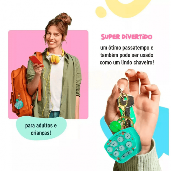 Kit 10 Pop It Mini Gamer Eletrônico Chaveiro Sensorial