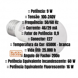 kit 10 Lâmpadas Led 9w Bulbo Bivolt Soquete E27 Branco Frio