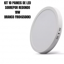Kit 10 painel led plafon luminaria 18w Redondo sobrepor 6500k branco frio black + decker