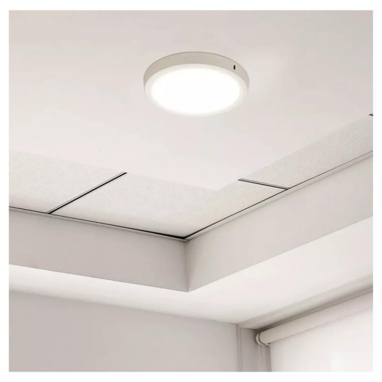 Kit 10 painel led plafon luminaria 18w Redondo sobrepor 6500k branco frio black + decker
