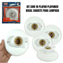Kit 10 Luminárias Plafonier Plafon Redondo Lâmpada Teto E27 Soquete Bocal Bivolt