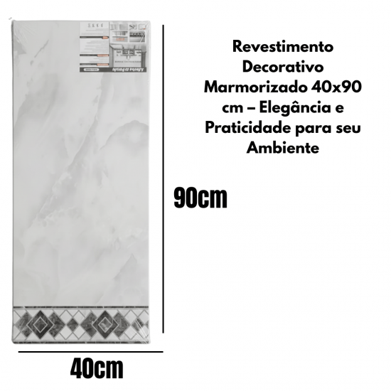 kit 10 PCS Placas Adesivas Mármore Parede Autocolante 3D Porcelanato 40 cm x 90 cm Cobrindo 3.6m²