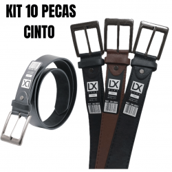 Kit 10 Peças Sortido Cinto Masculino Social Preto ou Marrom  Adulto Couro Sintético Casamento