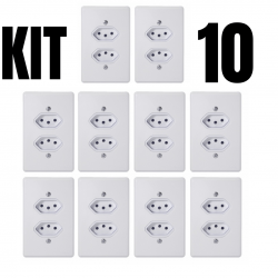 Kit 10 Peças Tomadas 10 Amperes Conjunto 4x2 Tomada Dupla 10A