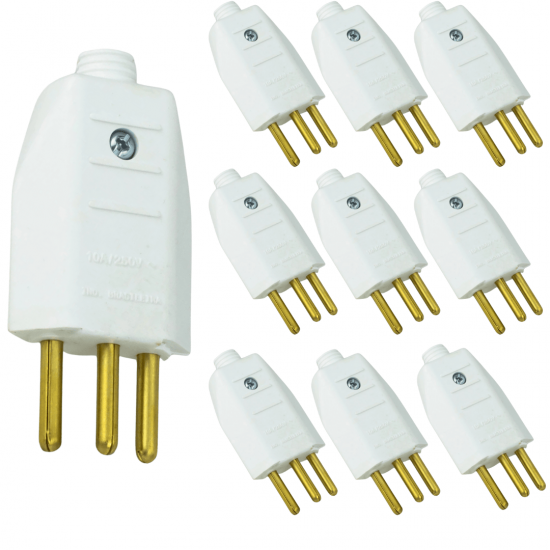 KIT 10 PLUG TOMADA PINO MACHO MACICO NEW 180 2P+T 10A BC 2831-8