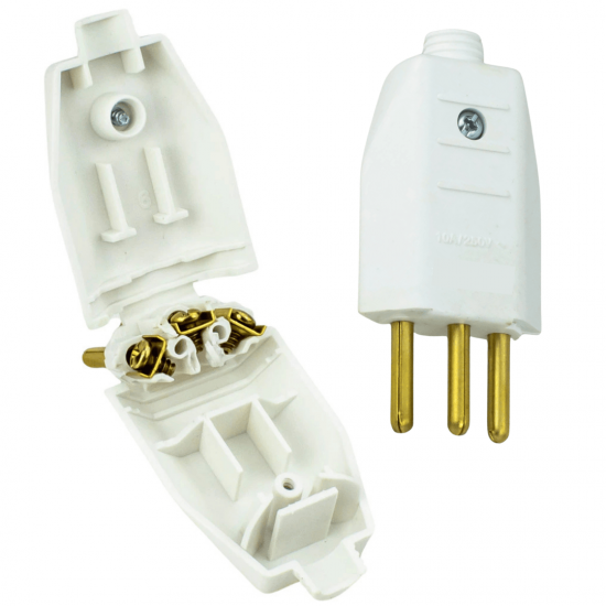 KIT 10 PLUG TOMADA PINO MACHO MACICO NEW 180 2P+T 10A BC 2831-8