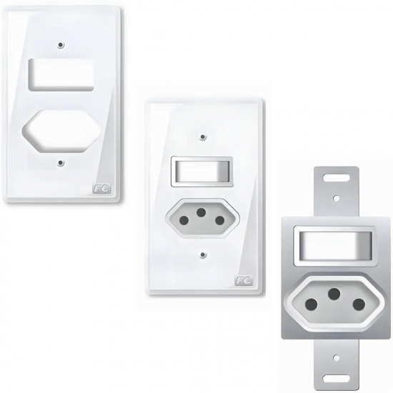 Kit 10 tomada 20a com interruptor placa espelho branco
