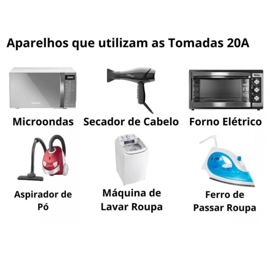 Kit 10 Tomadas Duplas 20 amperes Conjunto 4x2 Tomada Dupla 20A