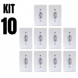Kit 10un Tomada Simples 10A Completa 4x2 110v-220v
