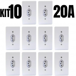 Kit 10un tomada simples 20a completa 4x2 110v-220v