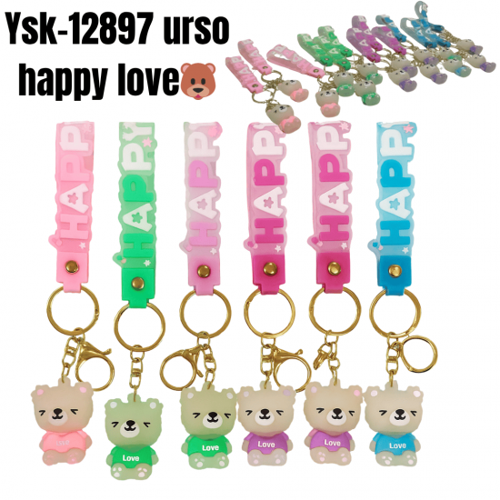 kit 12 Chaveiros 3D Pingente Com Desenhos Fofos Emborrachado