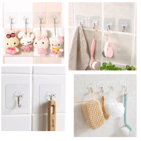 kit 12 Ganchos Adesivo Parede Multi Funcional Autocolante Casa Cozinha Quarto Banheiro Organizado