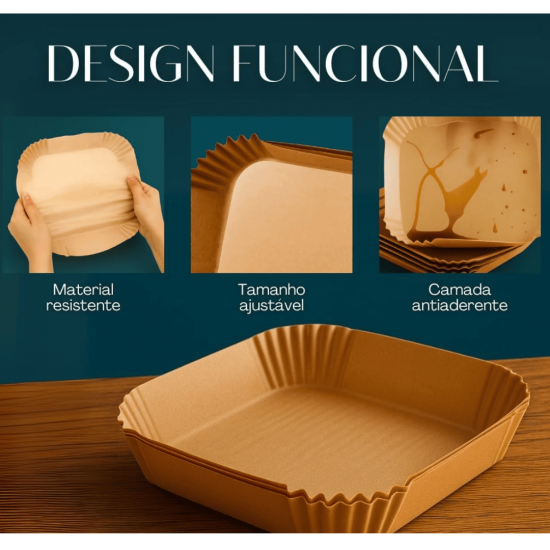 100 Forma com embalagem de plastico duro 20X20CM Quadrada De Airfryer Descartável Antiaderente De Papel