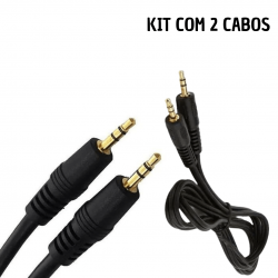 Kit 2 Cabos P2 X P2 Auxiliar Celular 1.5m Universal Reforçado Pc Som auxiliar , duas pontas de conexão igual fone