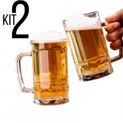 Kit 2 Canecas de Chopp e Cerveja Vidro