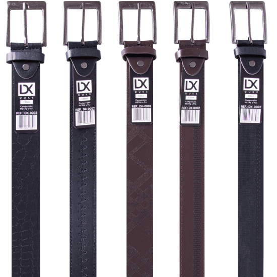 kit 2 Cintos Fivela Social Couro Sintético Casual Resistente