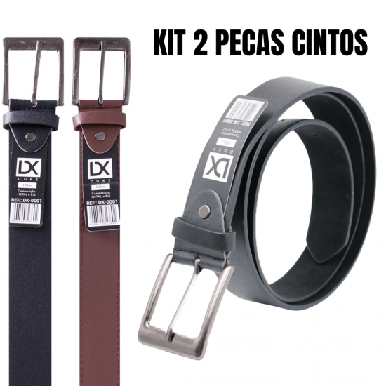 KIT 2 CintoS Tradicional  Social Masculino Em Couro Sintetico Moda Social