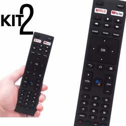 Kit 2 Controle para jvc smart tv teclas netflix youtube