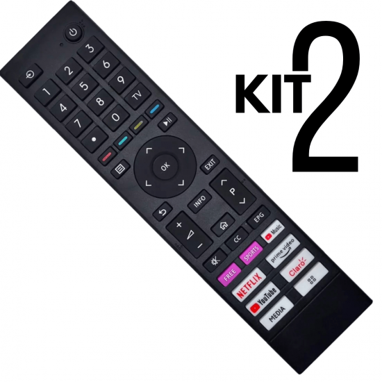 kit 2 Controle remoto para tv led toshiba smart com netflix / prime video / youtube / claro ct95017