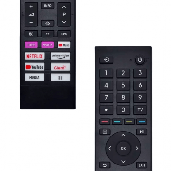 kit 2 Controle remoto para tv led toshiba smart com netflix / prime video / youtube / claro ct95017