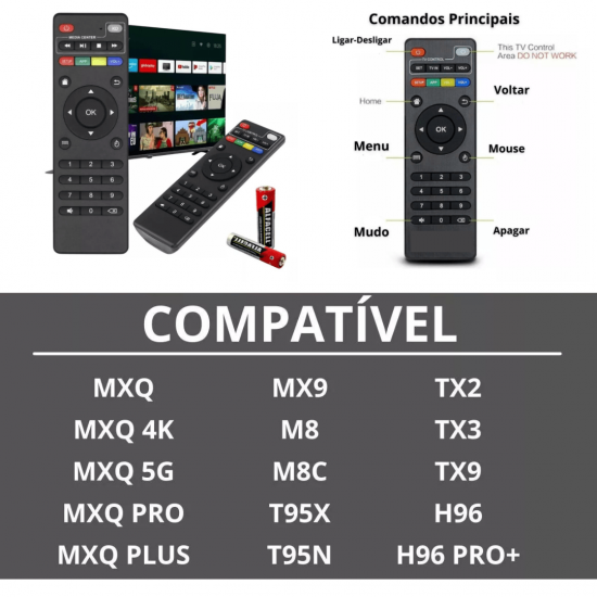 kit 2 Controle Remoto Tv Box 4k Mx9 Tx3 Tx9 Tx2 Mxq Pro