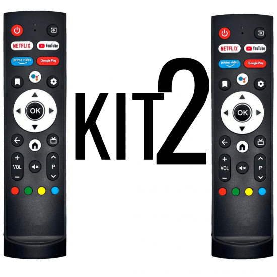 Kit 2 Controles Remoto Aiwa Para Tv 32/43/50 Android Aws-tv-50-bl-02-a